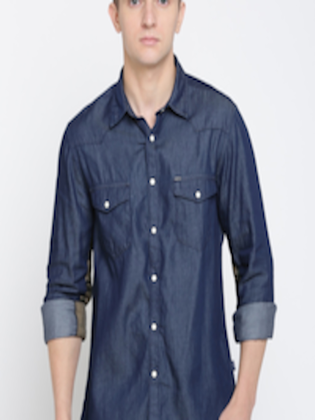 Buy Pepe Jeans Men Blue Regular Fit Solid Casual Shirt - Shirts for Men ...
