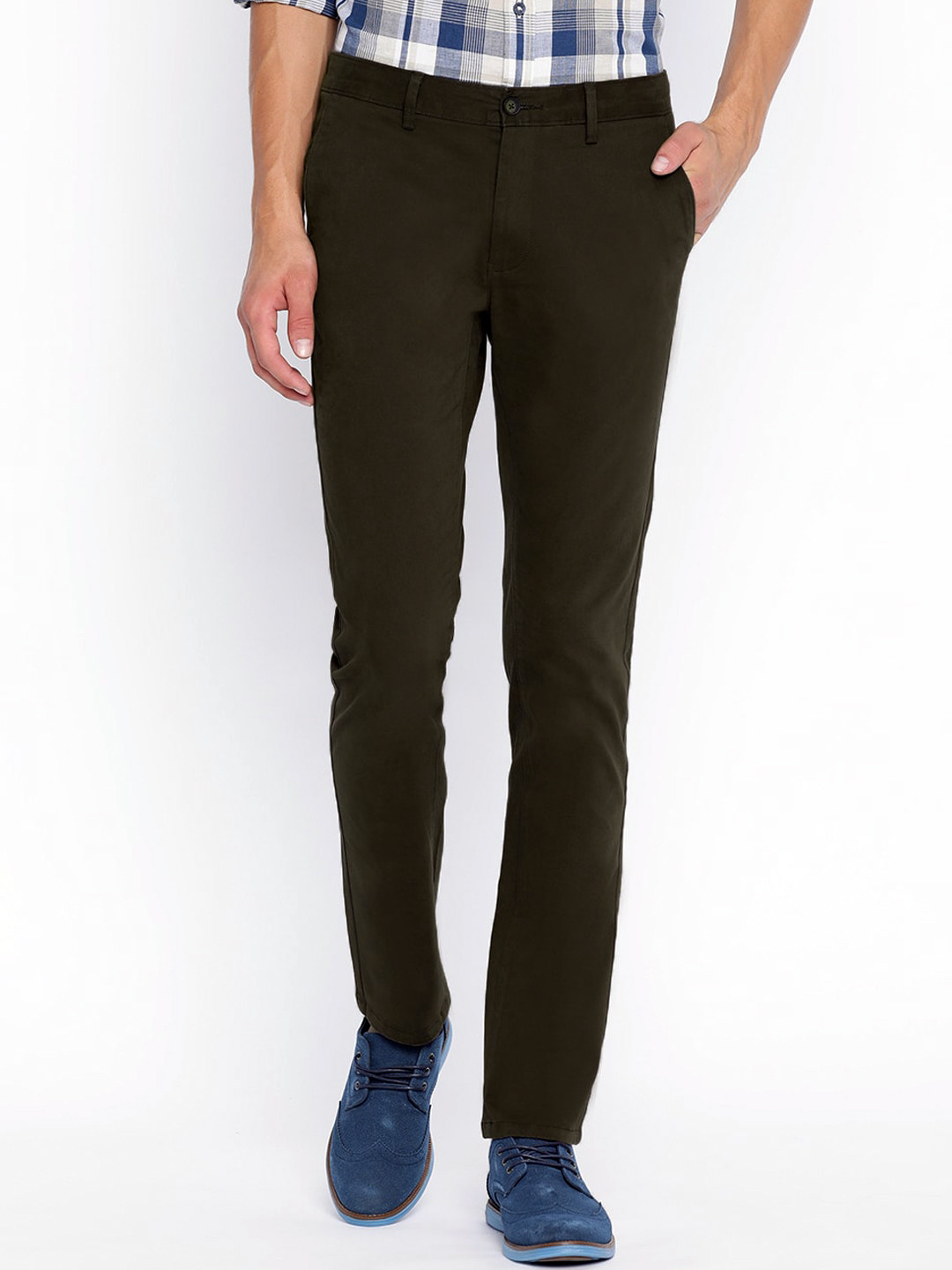 Brown Solid Regular Fit Trouser