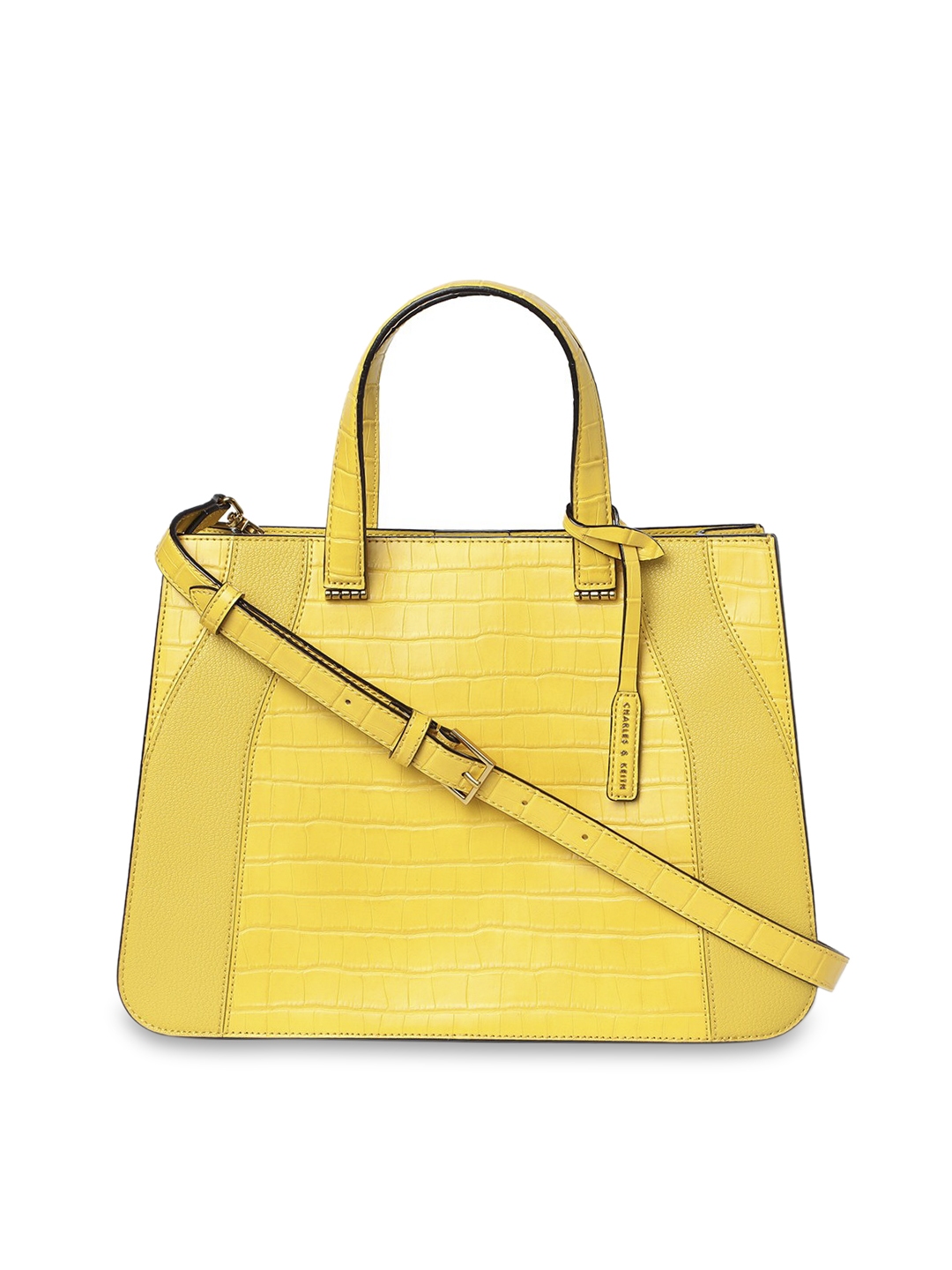 Buy CHARLES & KEITH Yellow Textured Handheld Bag - Handbags for Women ...