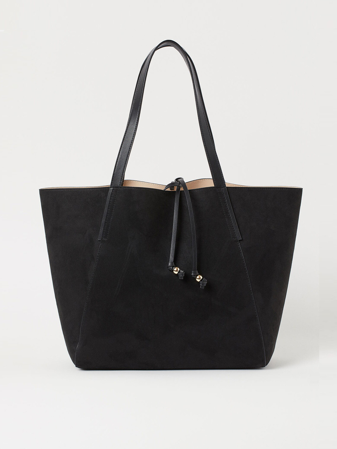 Buy H&M Black Solid Imitation Suede Shopper Handbags for Women