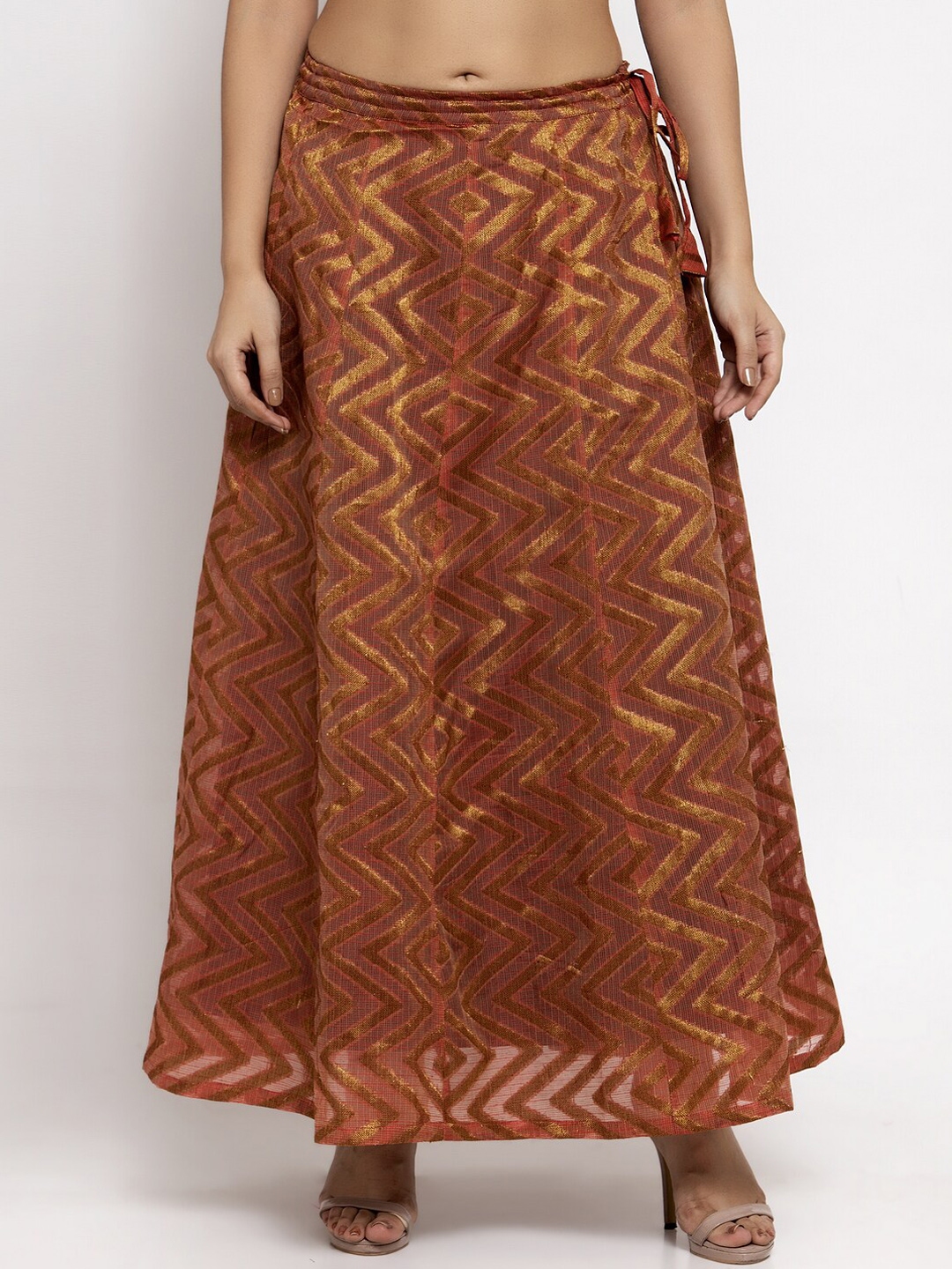 Buy Ayaany Women Bronze & Gold Coloured Self Design Maxi Skirt - Skirts ...