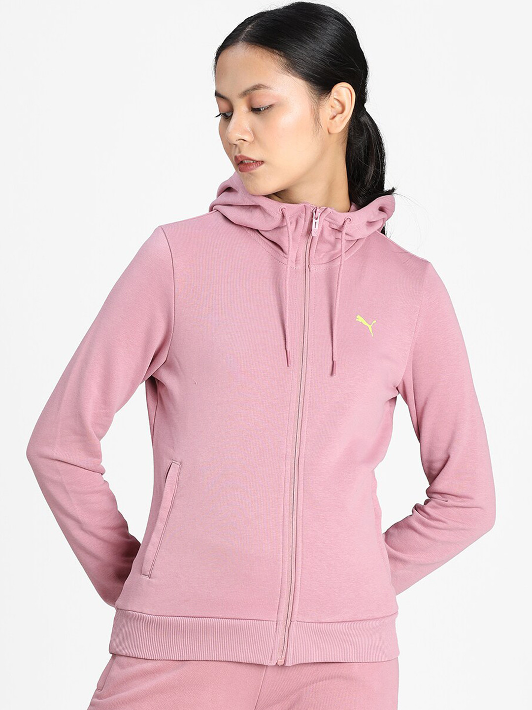Buy Puma Women Pink Solid Ws Sweat Hooded Jacket 8 Bomber Jackets for