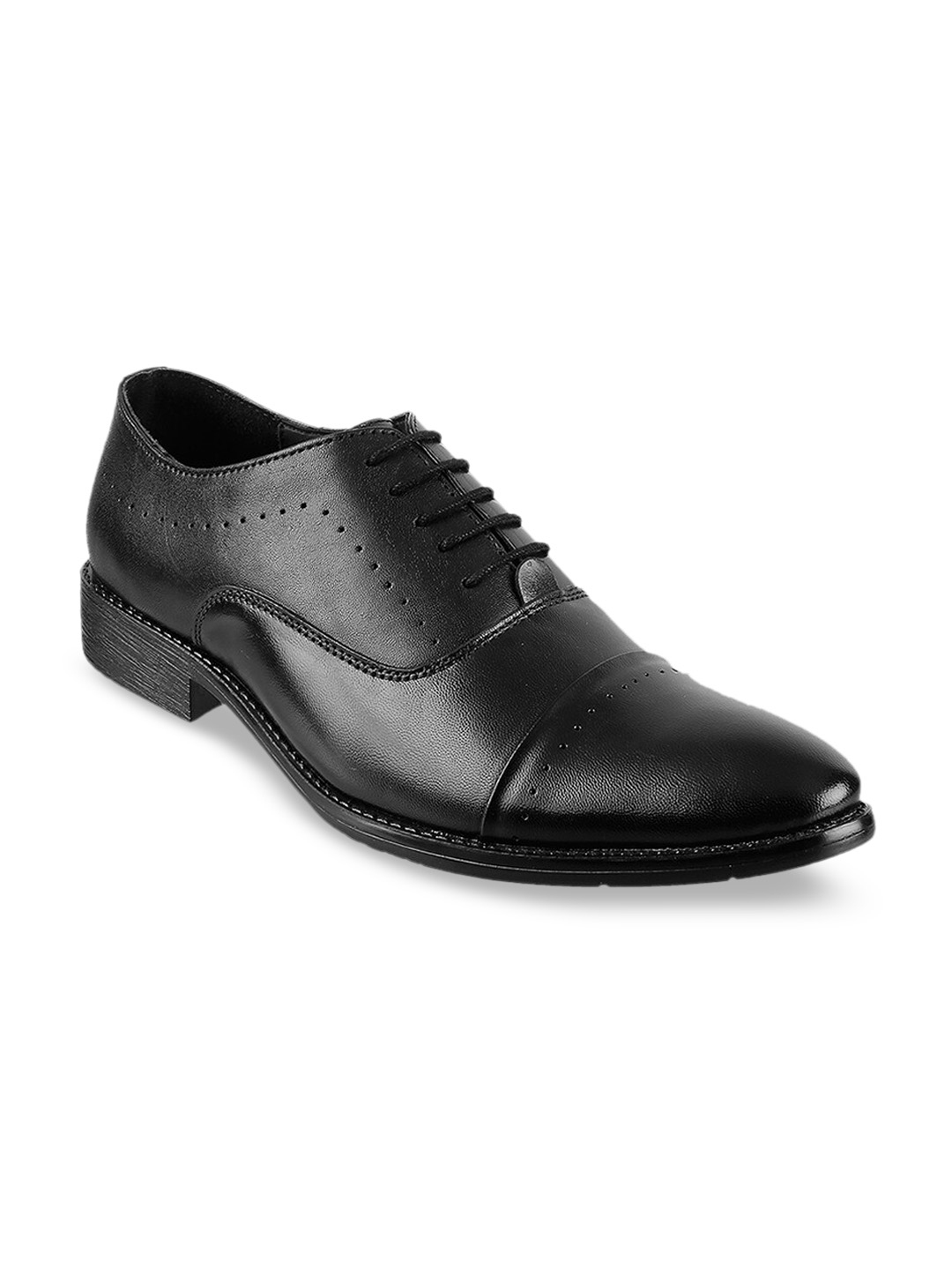Buy Metro Men Black Solid Formal Leather Oxford Shoes - Formal Shoes ...