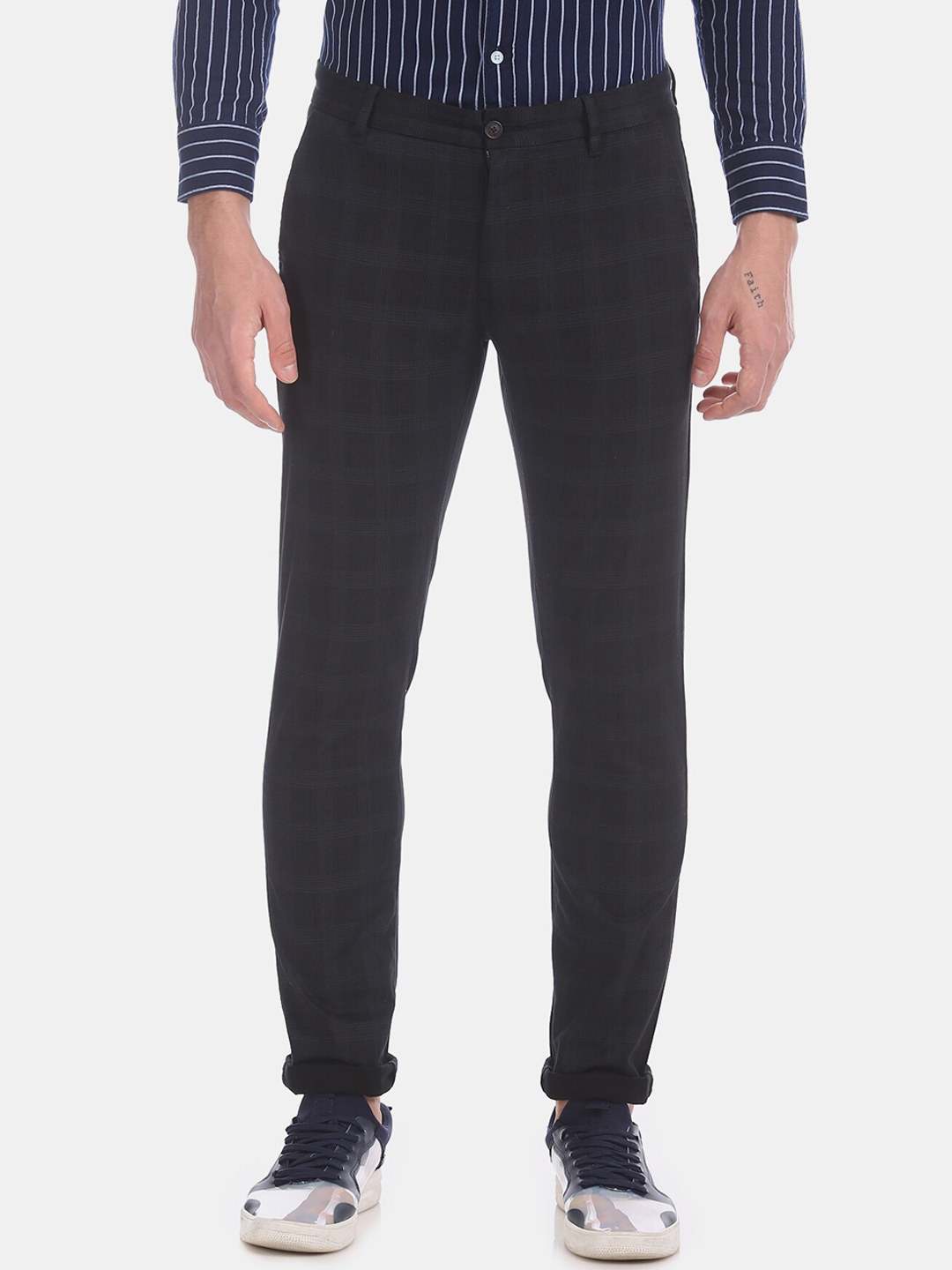 checked joggers mens