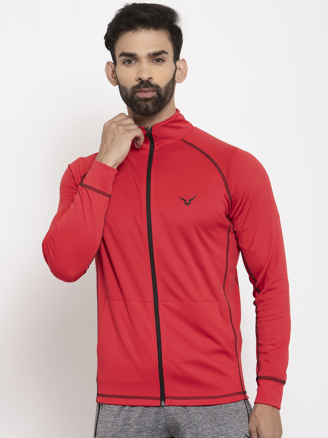 Buy Invincible Men Red Solid Lightweight Sporty Jacket ...
