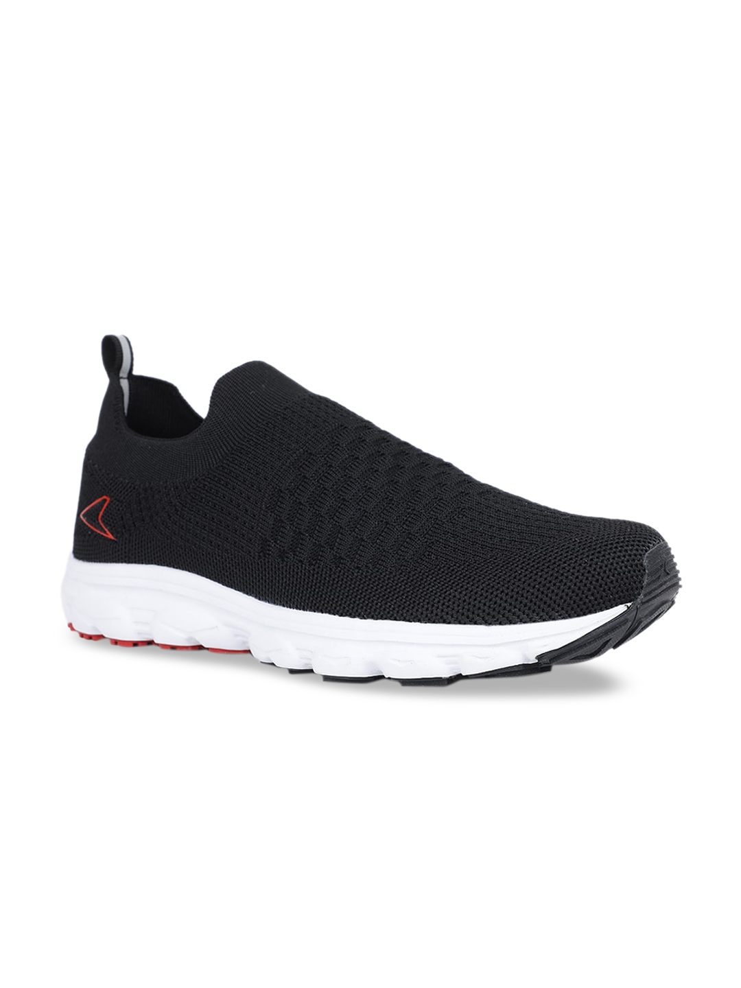 power men black textile running shoes