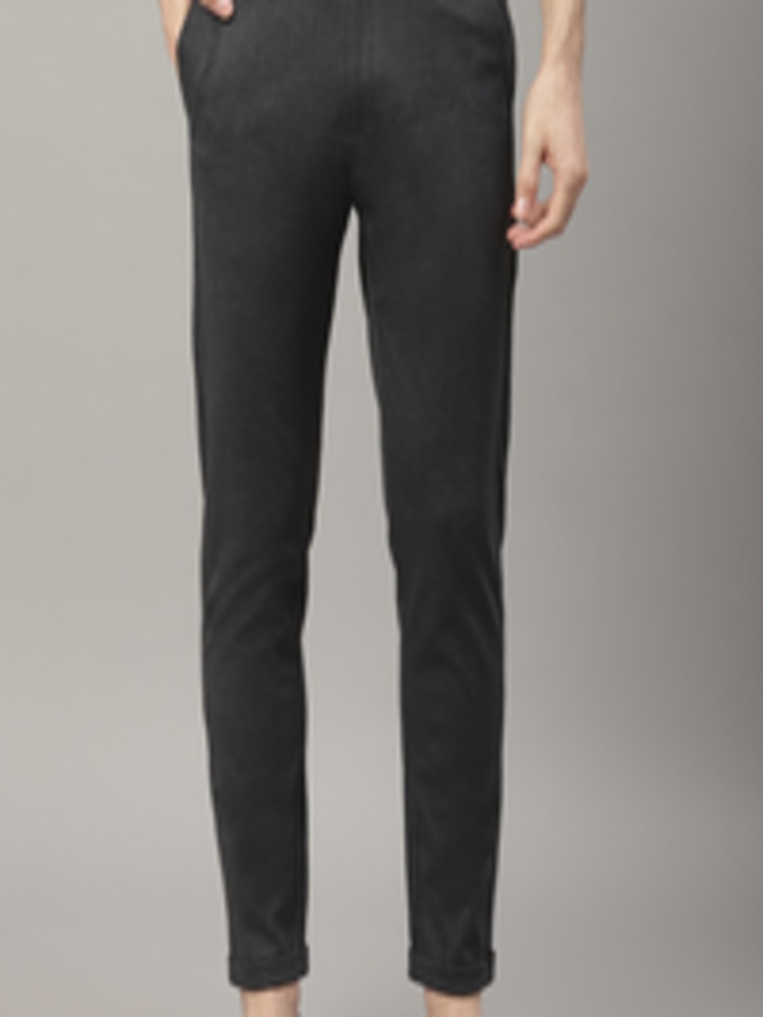 Buy LINDBERGH Men Black Slim Fit Solid Regular Trousers - Trousers for