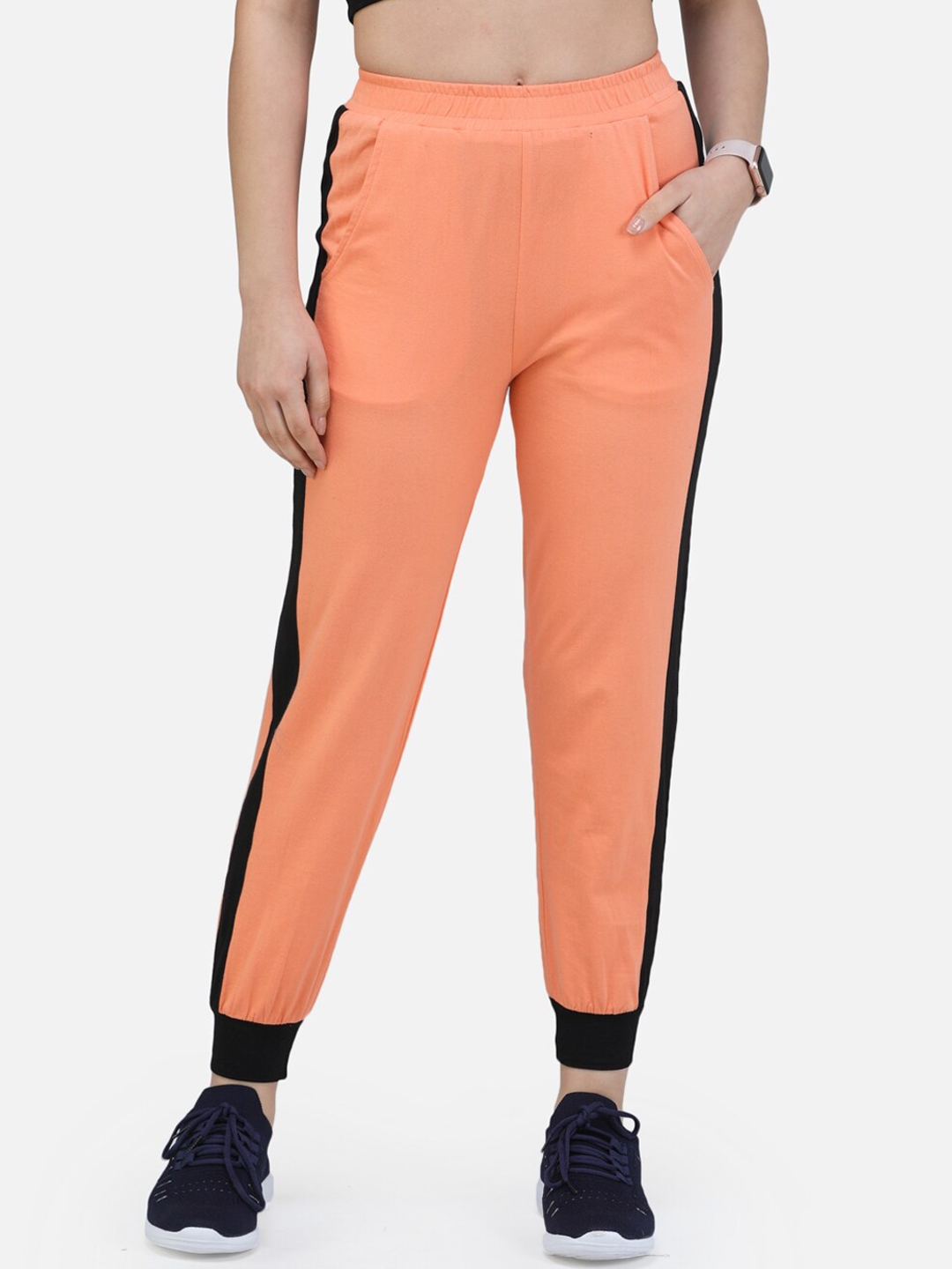 orange joggers for women