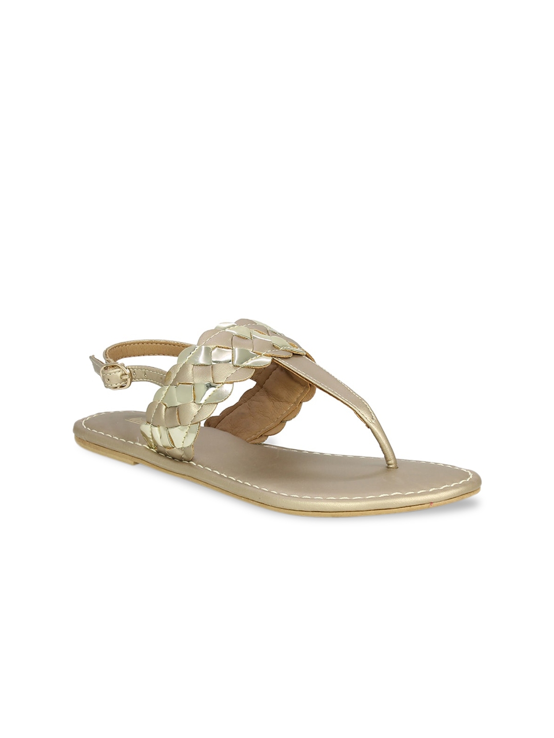gold t strap flats
