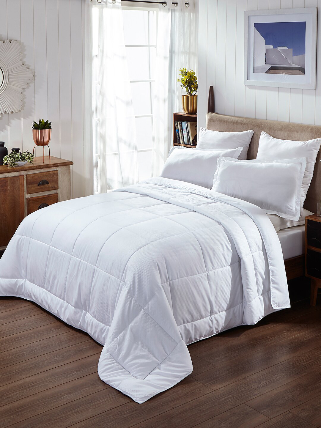 Buy Portico New York White Solid Mild Winter 90 GSM Double Bed