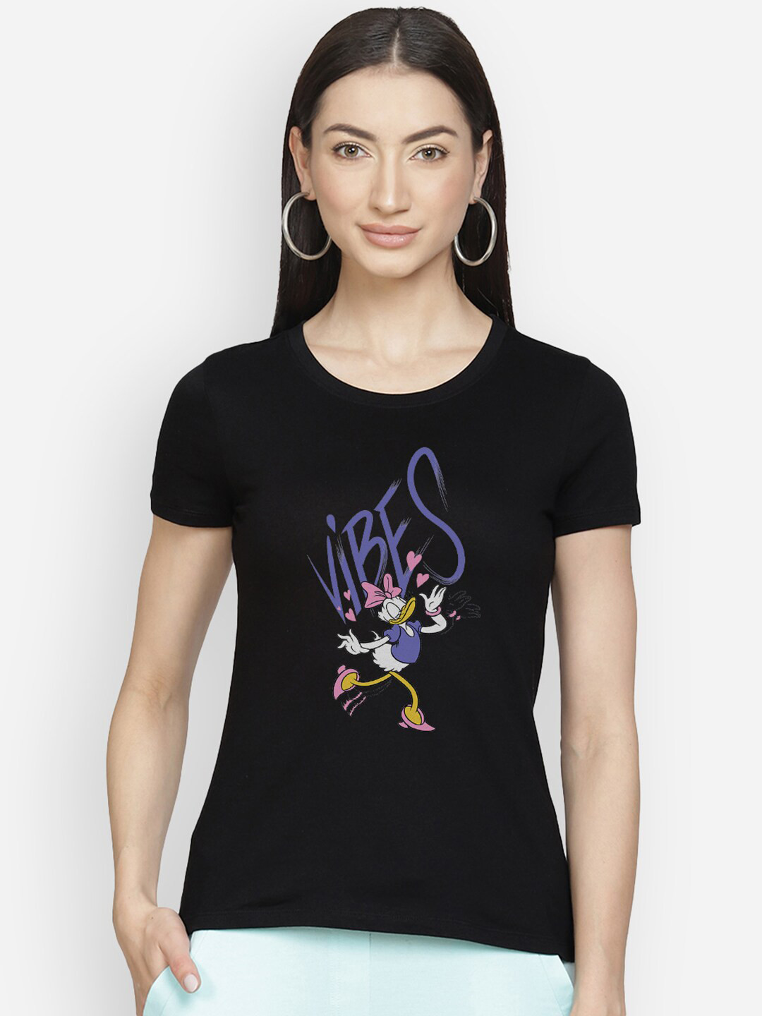 Buy Free Authority Women Black Mickey Friends Print Cotton Pure Cotton Buy Free Authority Women Black Mickey Friends Print Cotton Pure Cotton