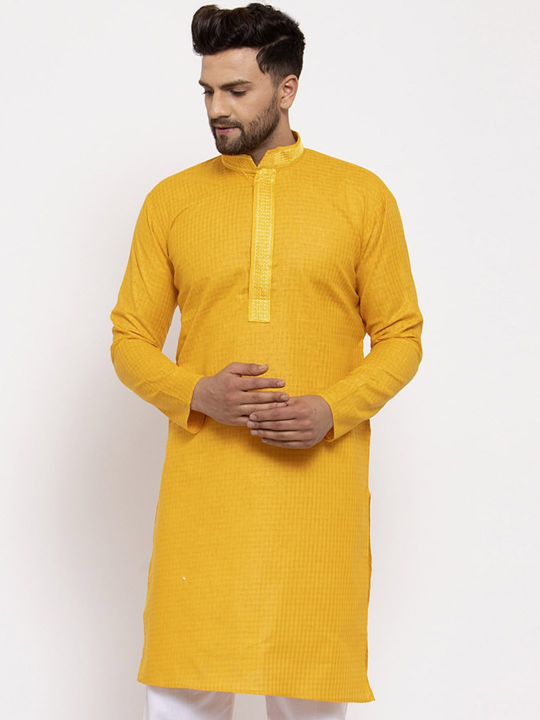 Buy Jompers Men Mustard Yellow Solid Straight Kurta Kurtas for Men
