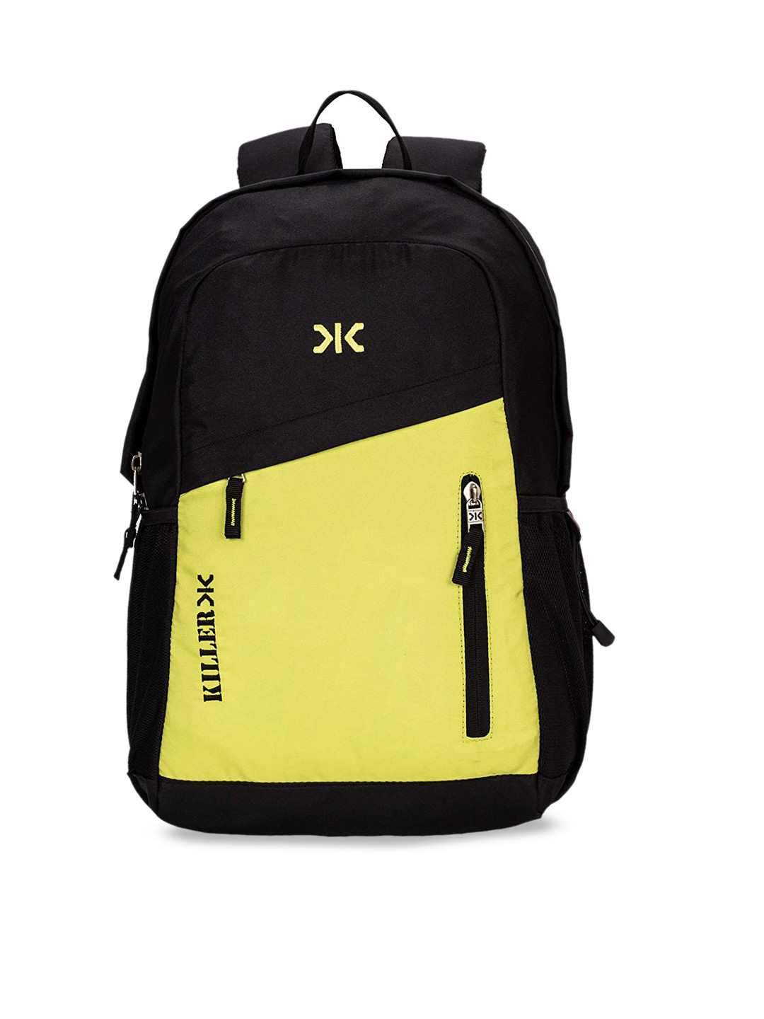 Buy Killer Unisex Black & Yellow Colourblocked Backpack Backpacks for