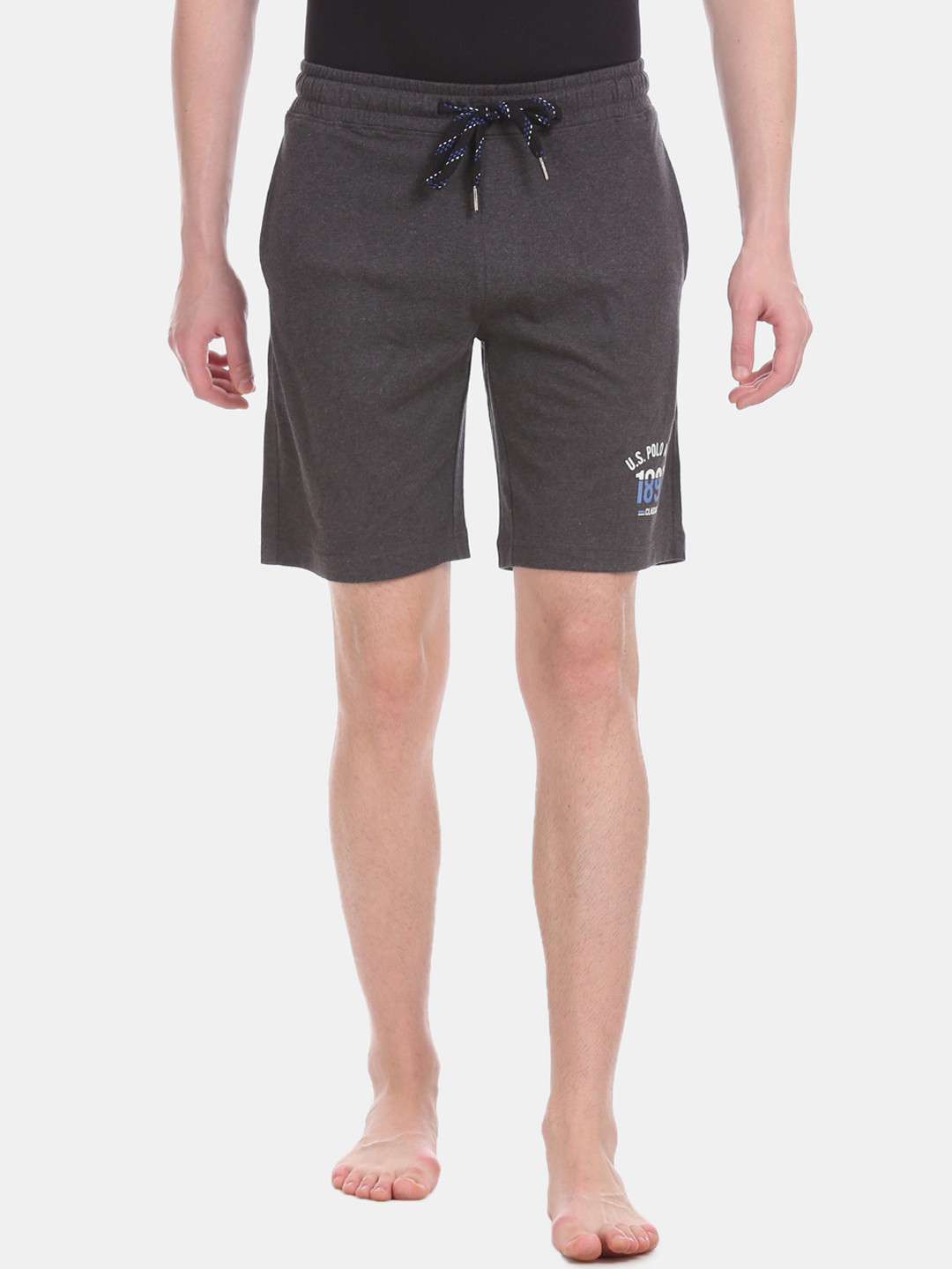 Buy U.S. Polo Assn. Men Charcoal Grey Solid Lounge Shorts I670 031 PL