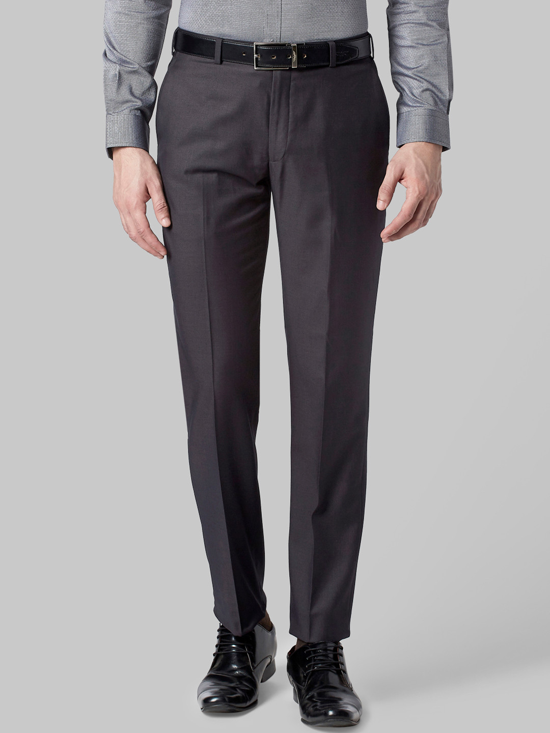 Buy Park Avenue Men Black Regular Fit Solid Formal Trousers - Trousers ...