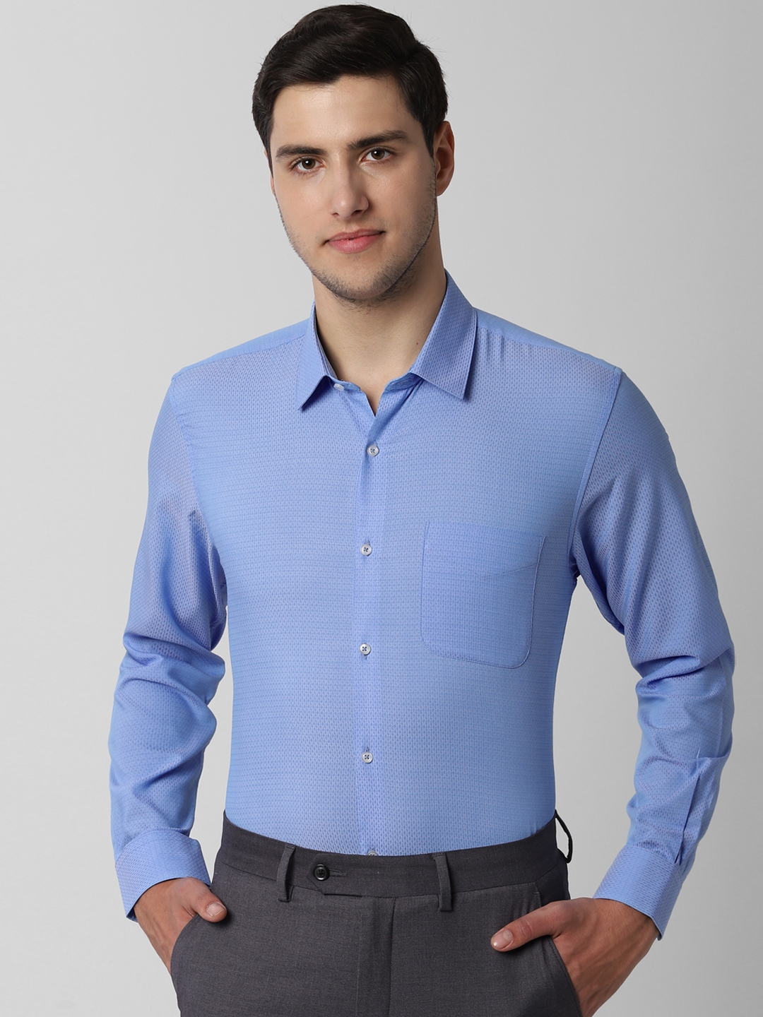 Buy Peter England Men Blue Slim Fit Printed Formal Shirt - Shirts for ...