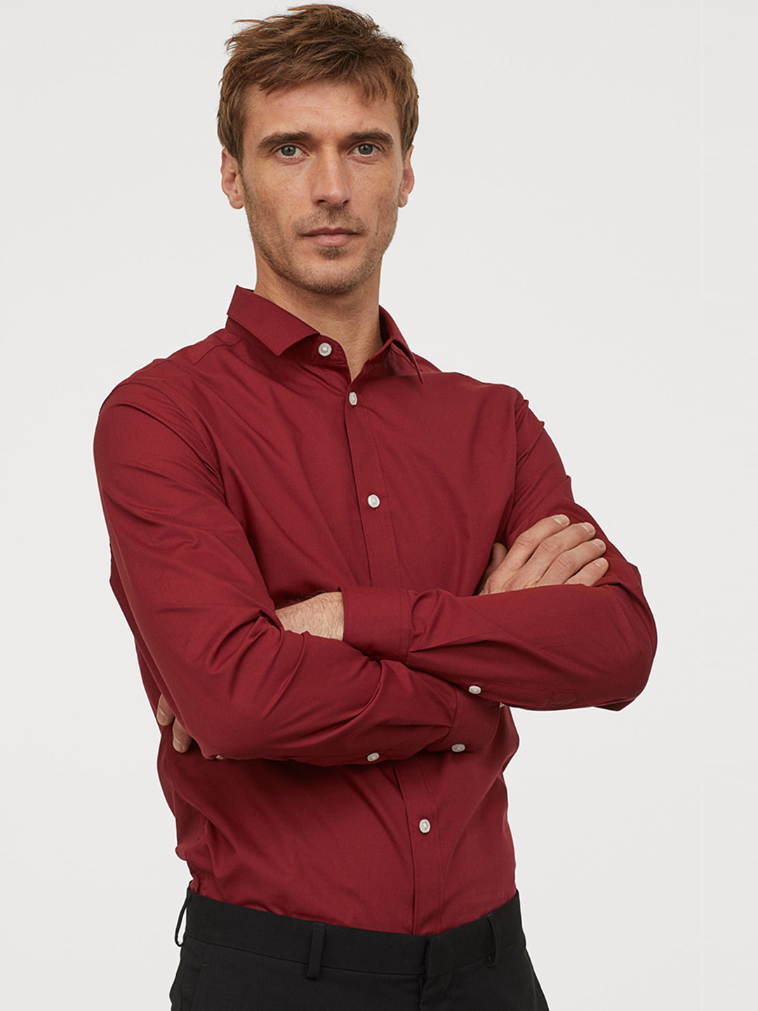 Buy H&M Men Red Easy Iron Shirt Slim Fit Shirts for Men 11491760 Myntra