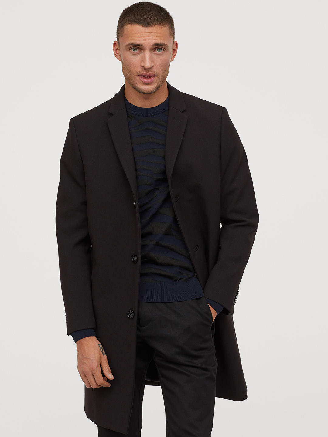 Buy H&M Men Black Solid Twill Coat Coats for Men 11494606 Myntra