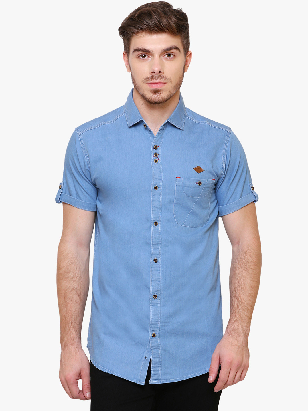 Buy Kuons Avenue Men Blue Smart Slim Fit Solid Casual Denim Shirt Shirts for Men 11500384 Myntra