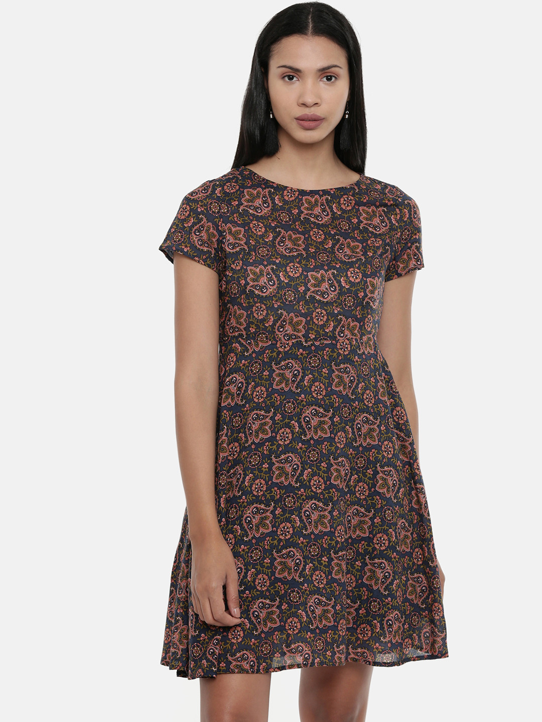 Buy Chumbak Women Brown Printed Fit And Flare Dress Dresses for Women