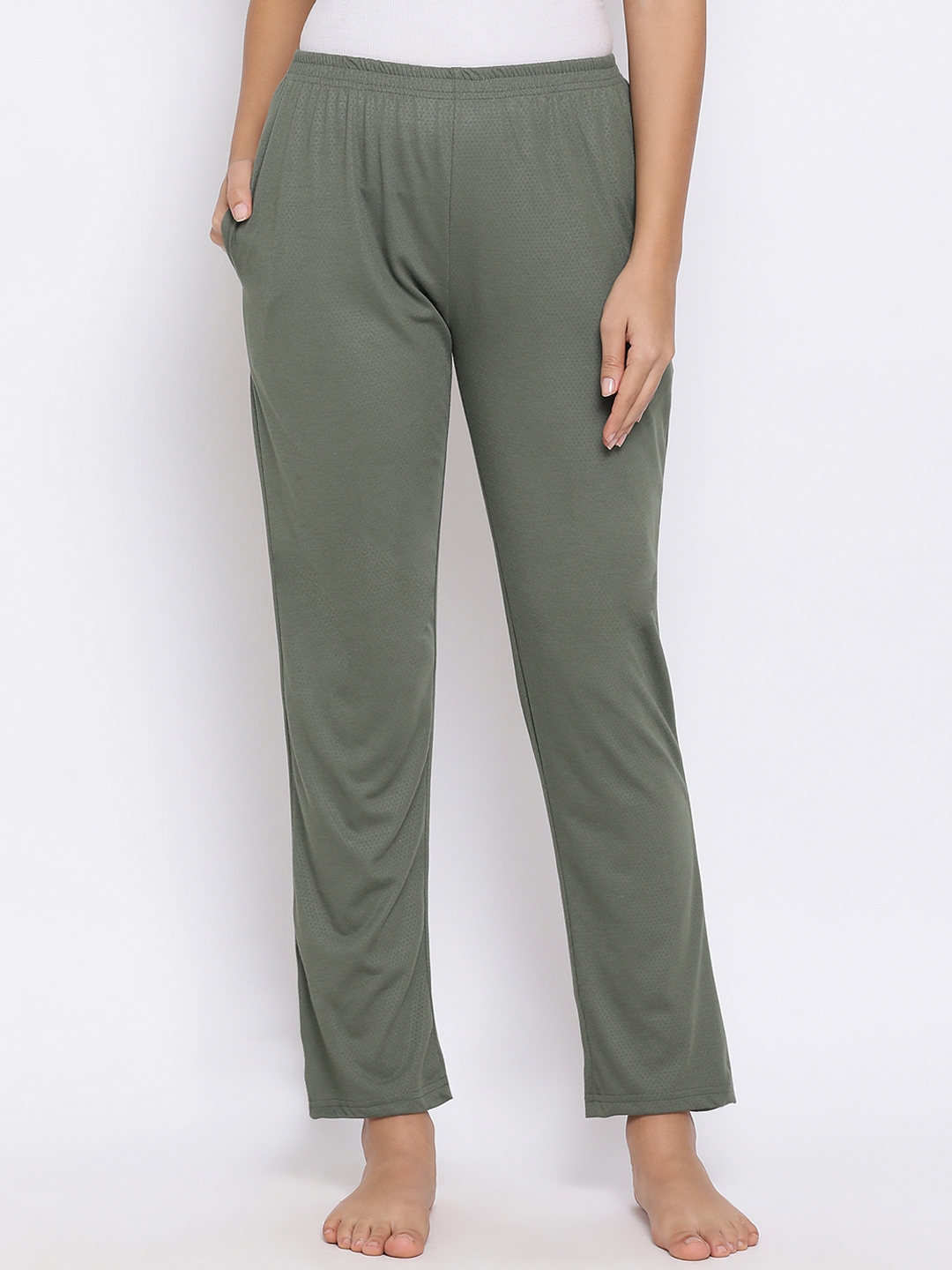 Buy Clovia Women Olive Green Solid Lounge Pants - Lounge Pants for ...
