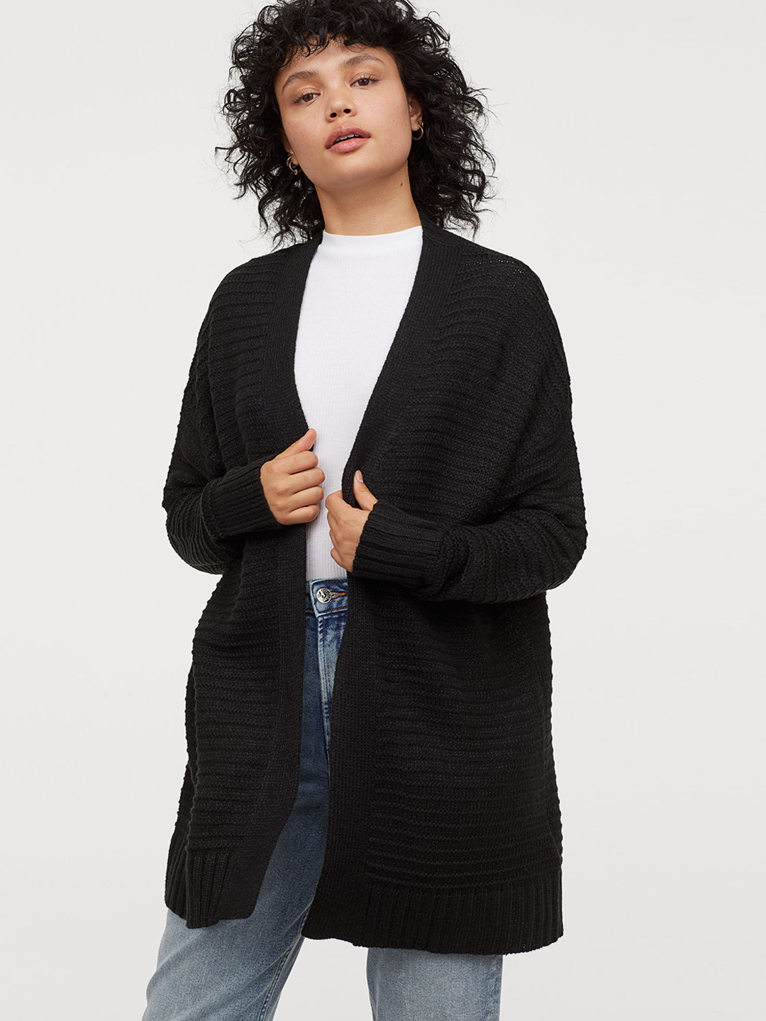 Cardigan Femme H&M Avec Poches - Taille L Tall - Marron - Fermeture éclair