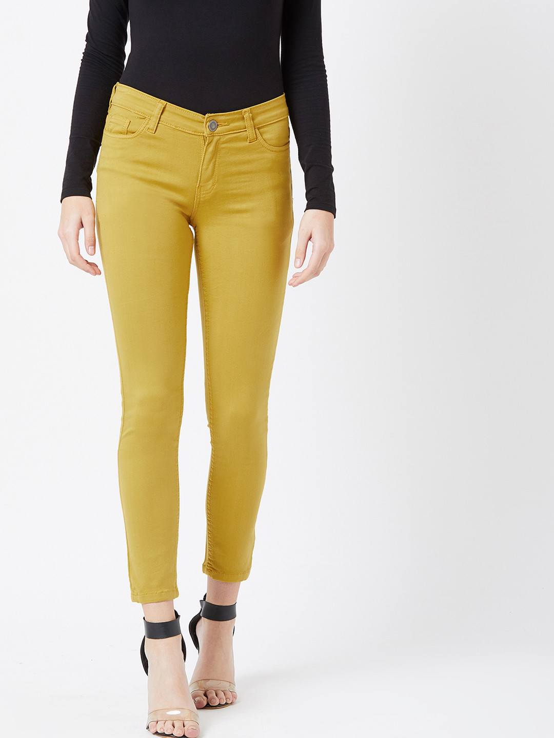 Buy The Dry State Women Mustard Yellow Slim Fit Mid Rise Clean Look