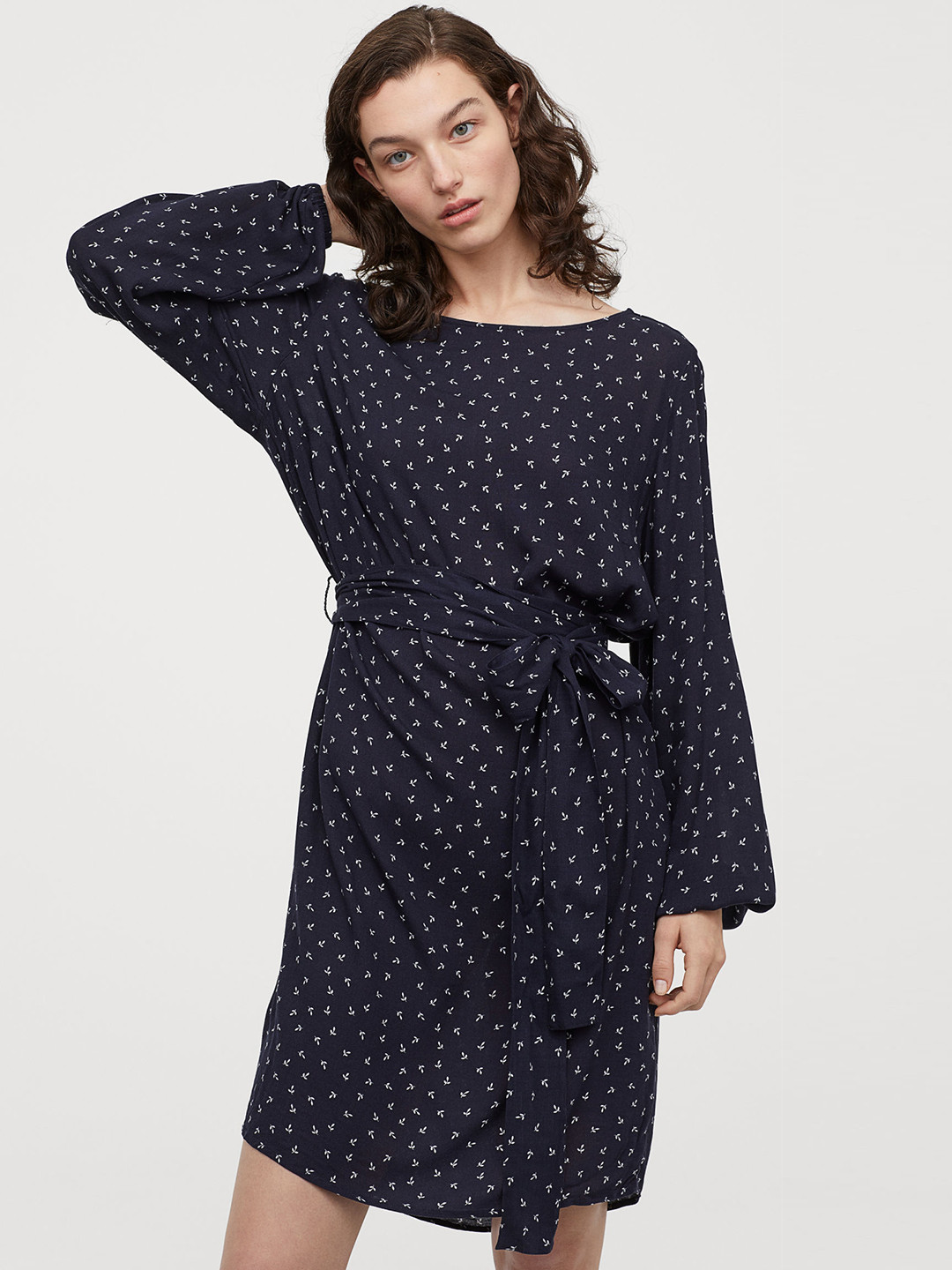 Buy H&M Women Blue Printed Tie Belt Dress Dresses for Women 11503194