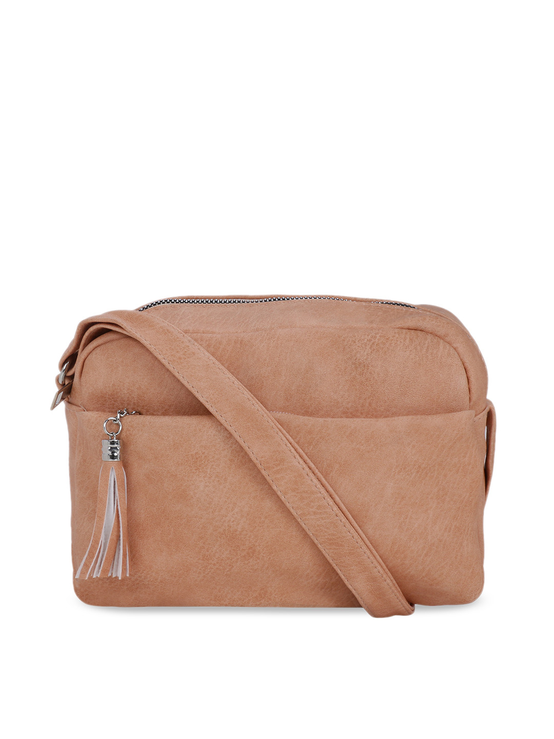Buy Satchel Bags Peach Coloured Solid Sling Bag Handbags for Women