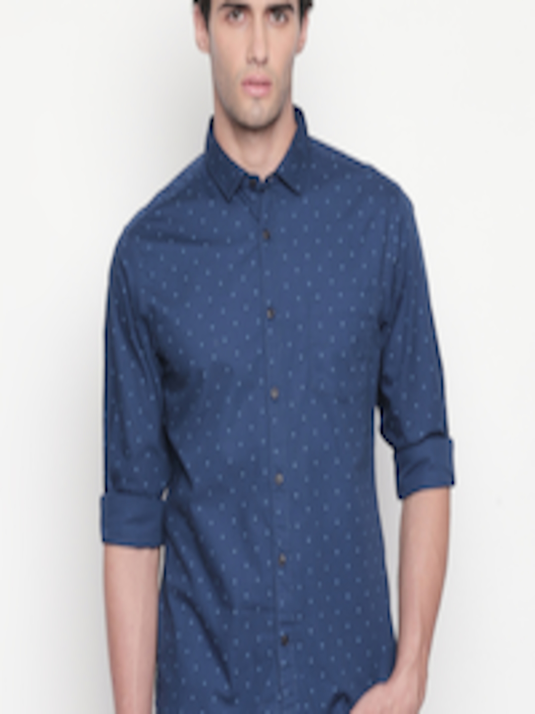 Buy BYFORD By Pantaloons Men Blue Slim Fit Printed Casual Shirt ...