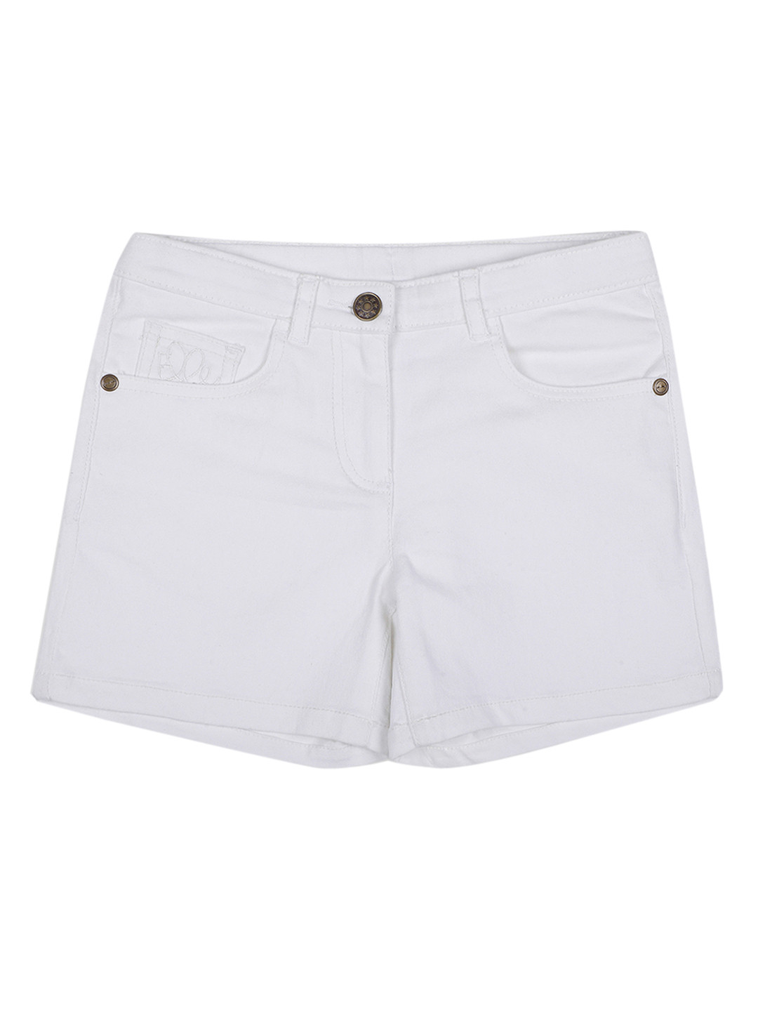 Buy ELLE Girls White Solid Regular Fit Denim Shorts Shorts for Girls