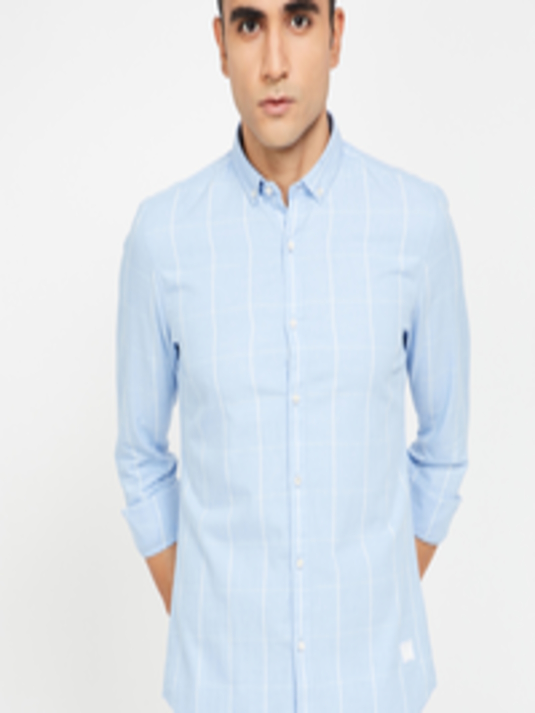 Buy Bossini Men Blue & White Regular Fit Checked Casual Shirt - Shirts ...