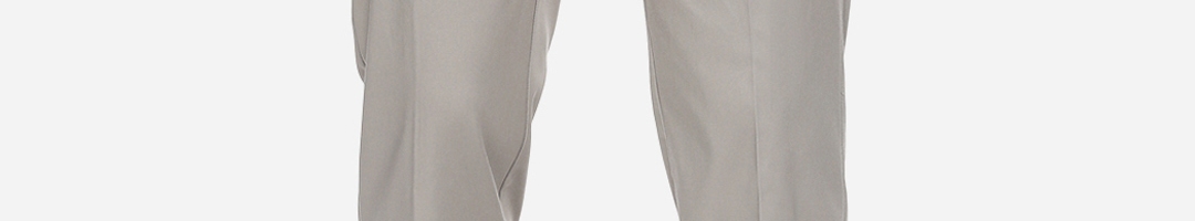 Buy Louis Philippe Men Grey Regular Fit Solid Regular Trousers ...