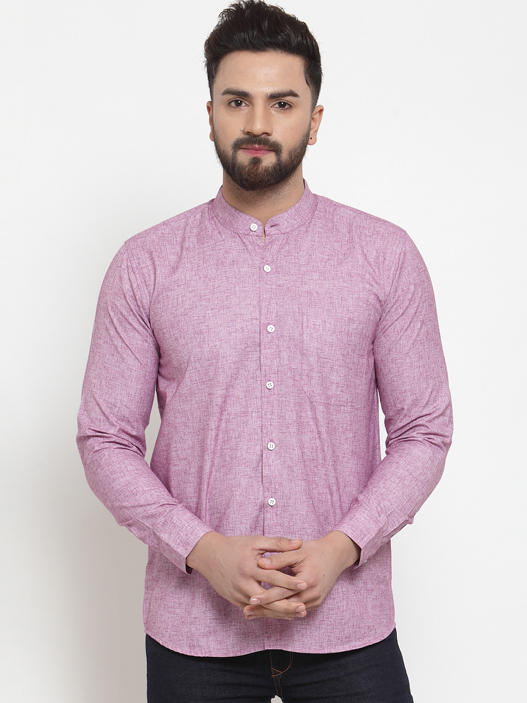 Buy JAINISH Men Lavender Classic Regular Fit Solid Casual Shirt ...