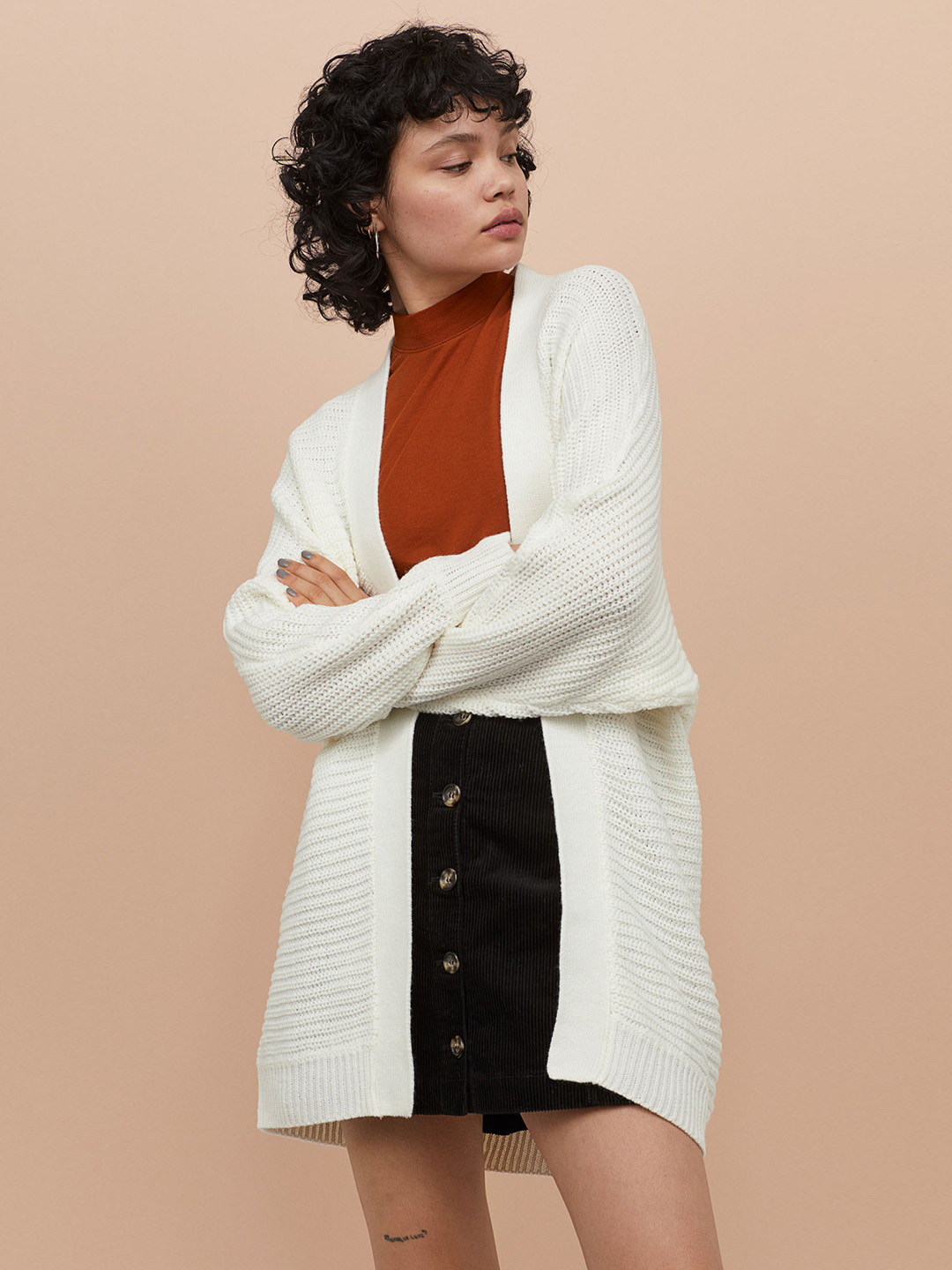 Buy H&M Women White Ribbed Cardigan Sweaters for Women 11555264 Myntra