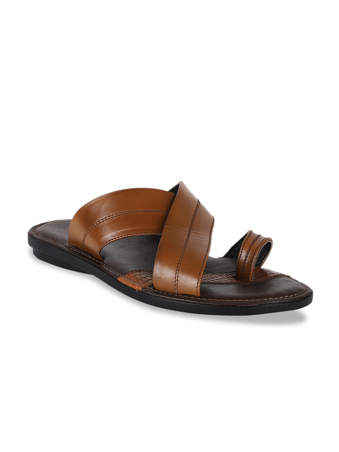 Buy Egoss Men Brown Solid Leather One Toe Comfort Sandals Sandals for