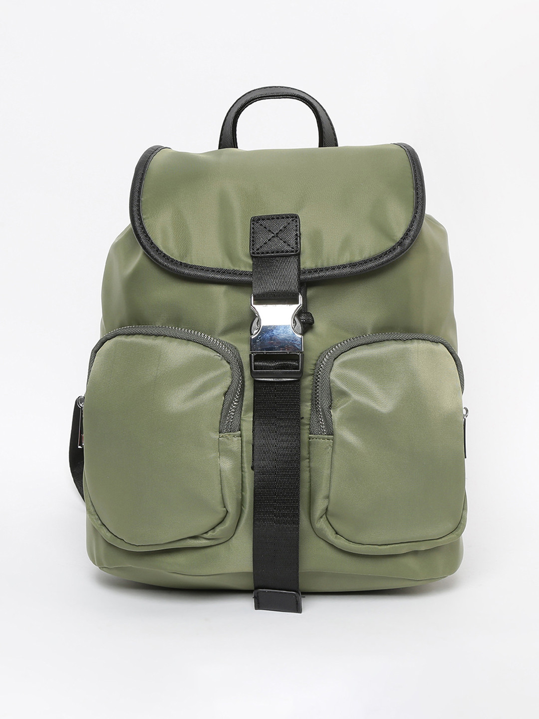 Buy Ginger By Lifestyle Women Olive Green Solid Backpack Backpacks