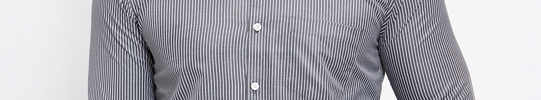 Buy JAINISH Men Grey & White Regular Fit Striped Casual Shirt - Shirts ...