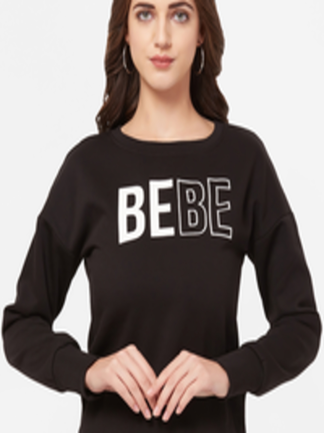 Buy Bebe Women Black Printed Sweatshirt - Sweatshirts for Women