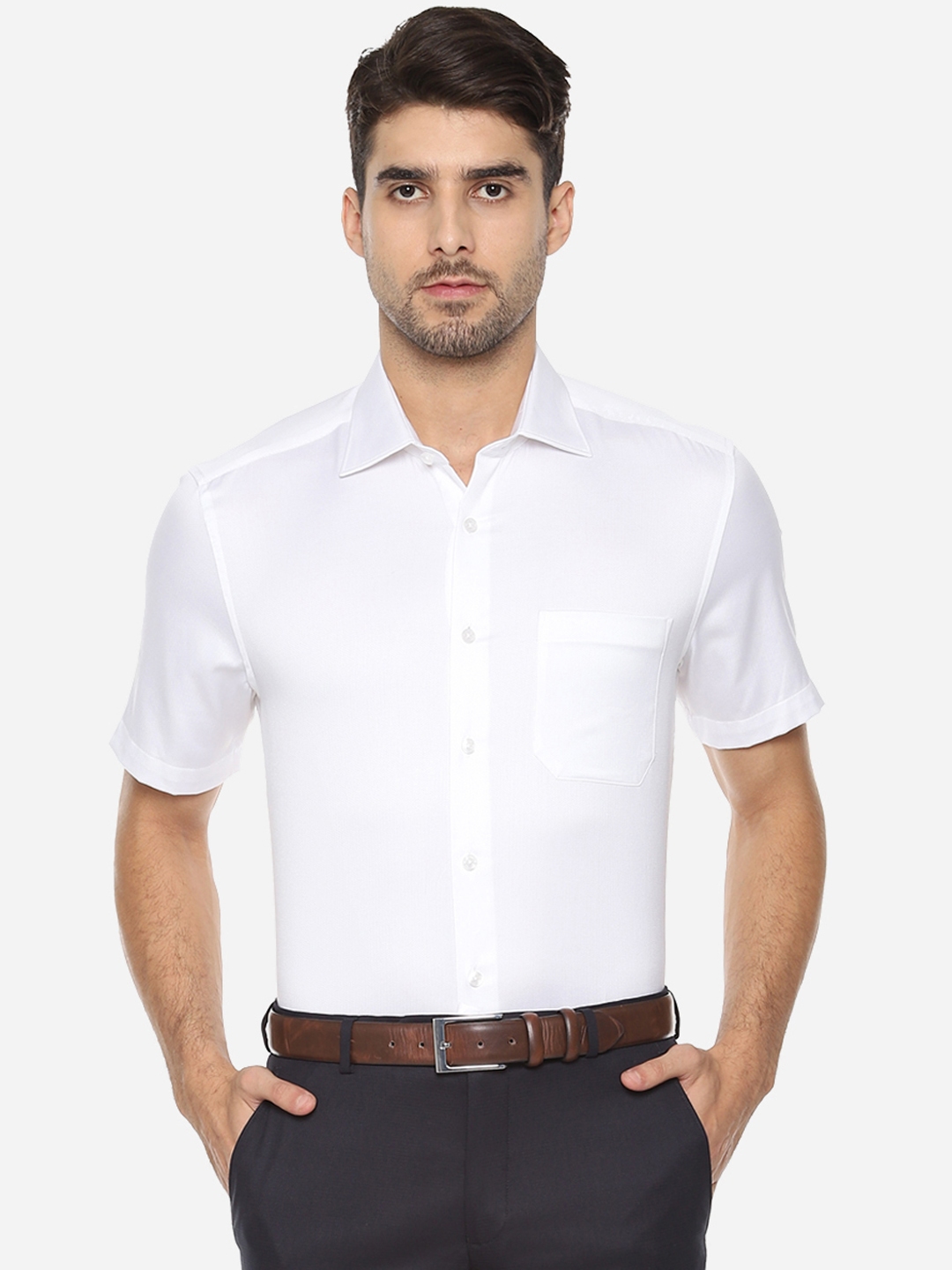 Buy Louis Philippe Permapress Men White Regular Fit Solid Formal Shirt ...