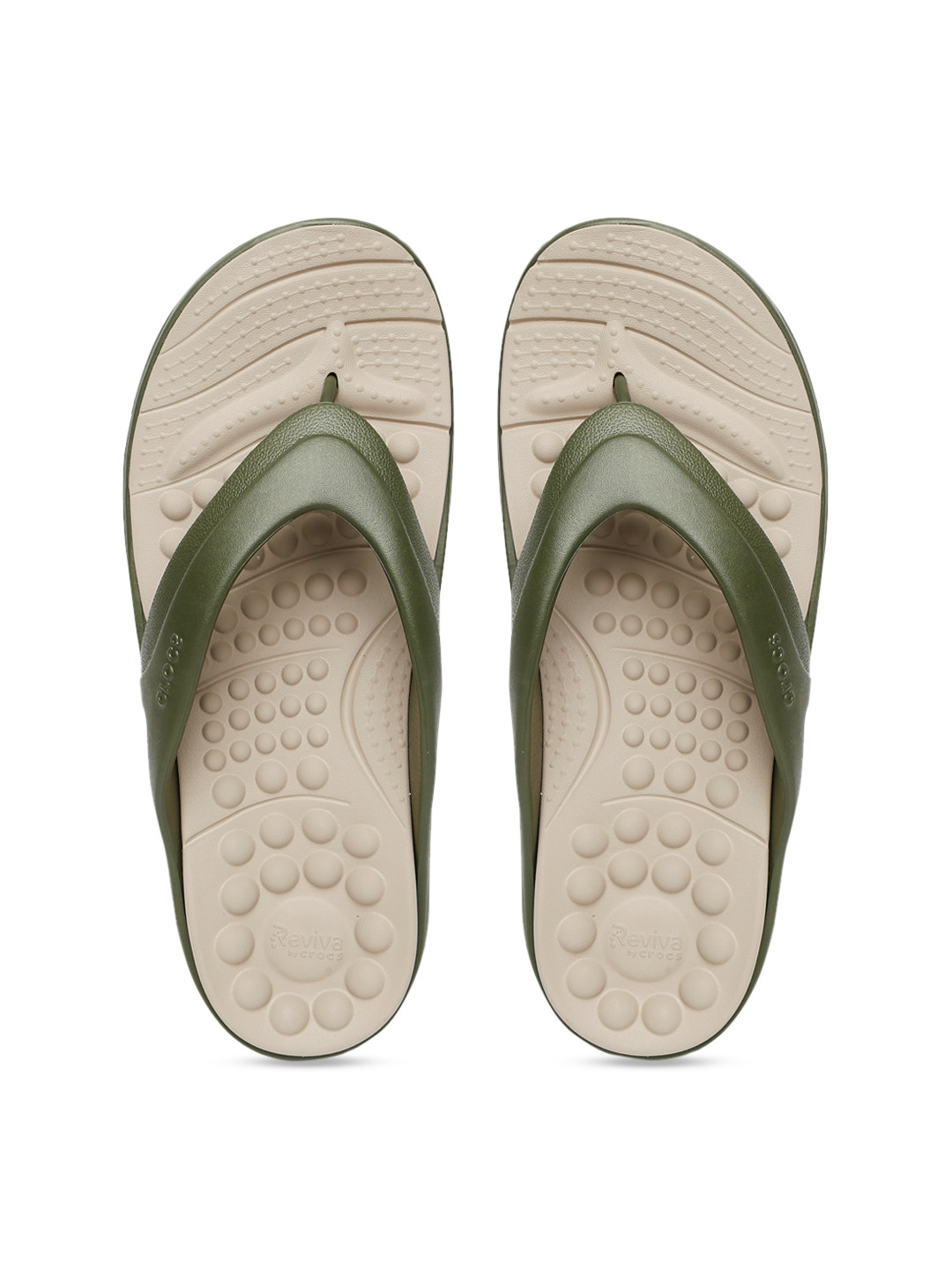 Buy Crocs Reviva Unisex Olive Green Beige Textured Thong Flip Flops - Flip Flops for Unisex 