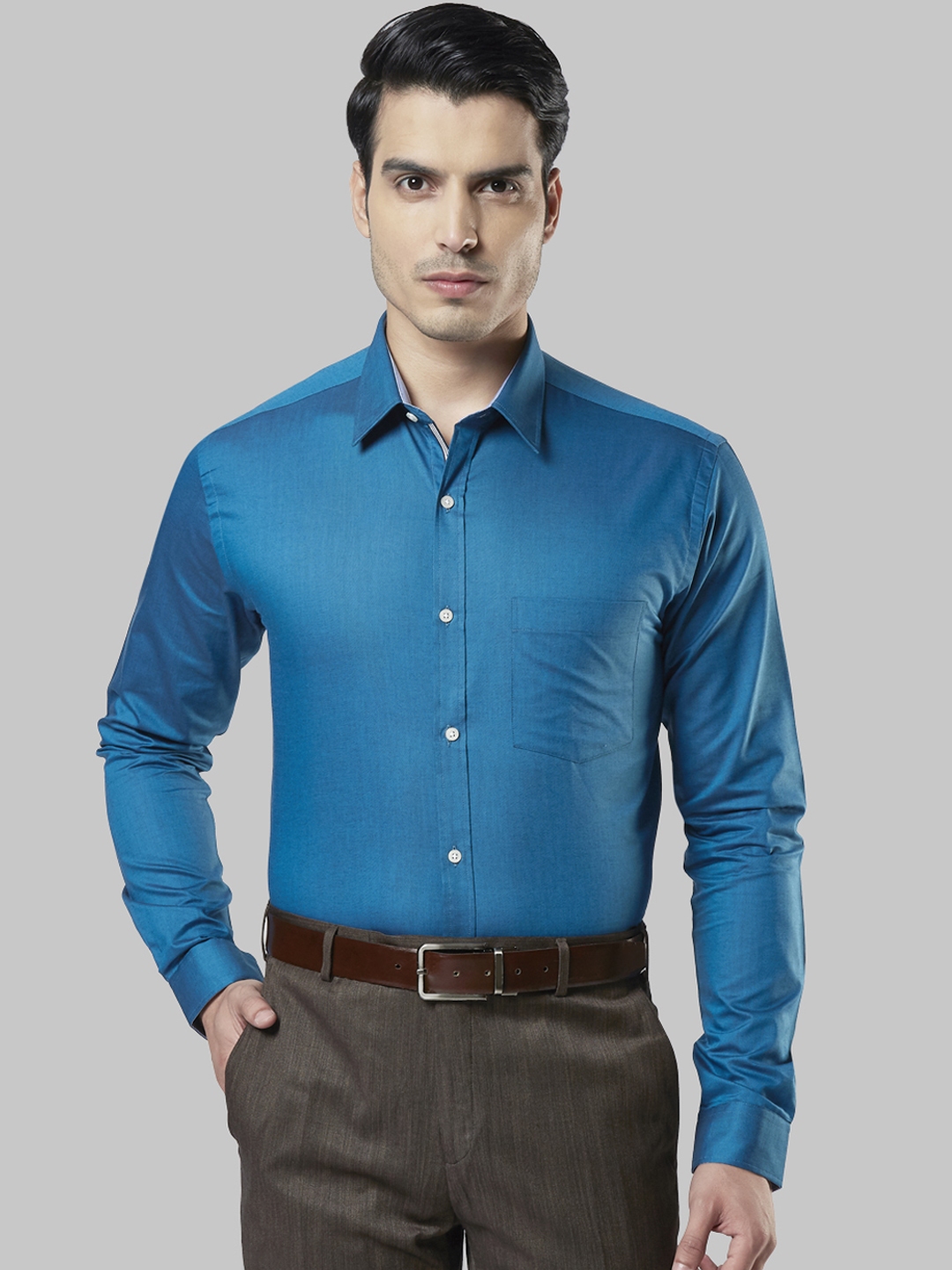 Buy Next Look Men Blue Slim Fit Solid Formal Shirt - Shirts for Men ...