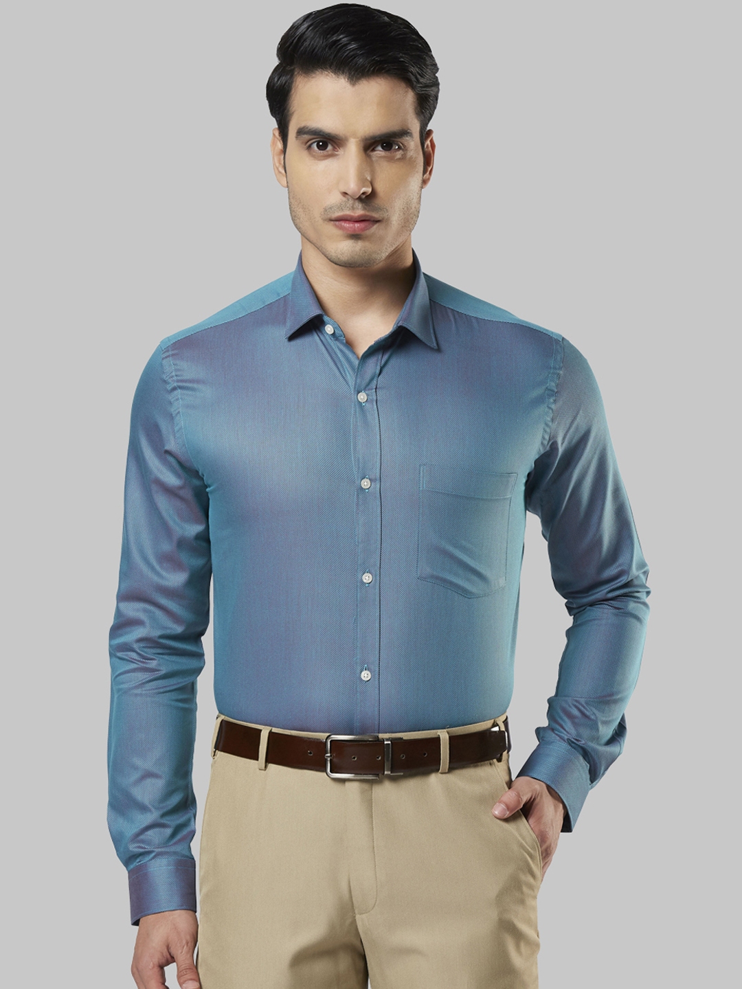 Buy Next Look Men Green Slim Fit Self Design Formal Shirt - Shirts for ...
