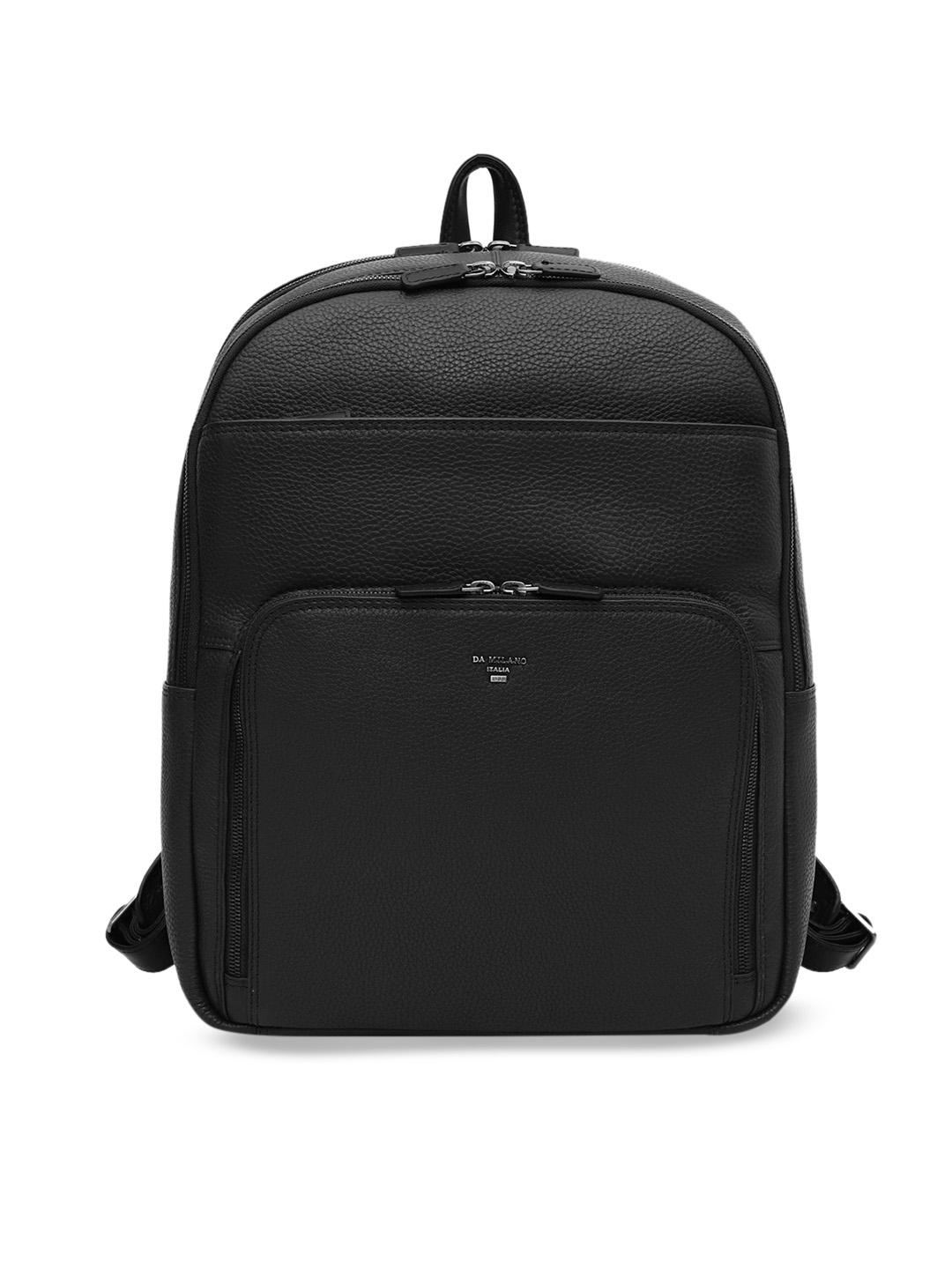Buy Da Milano Unisex Black Textured Leather Backpack - Backpacks for ...