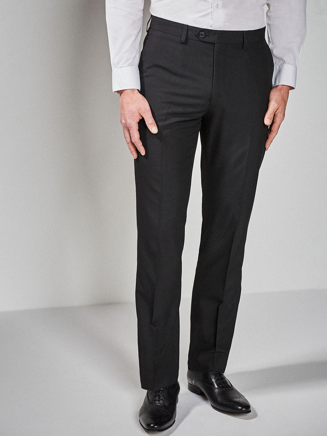 Buy Next Men Black Regular Fit Solid Formal Trousers Trousers for Men