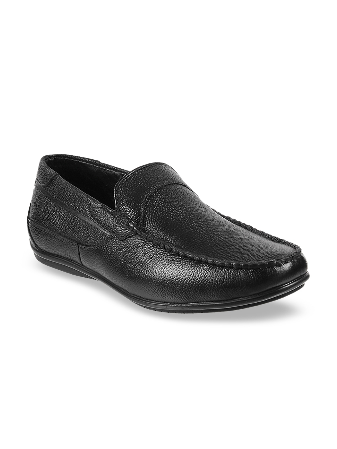 Buy Mochi Men Black Solid Leather Loafers - Casual Shoes for Men ...