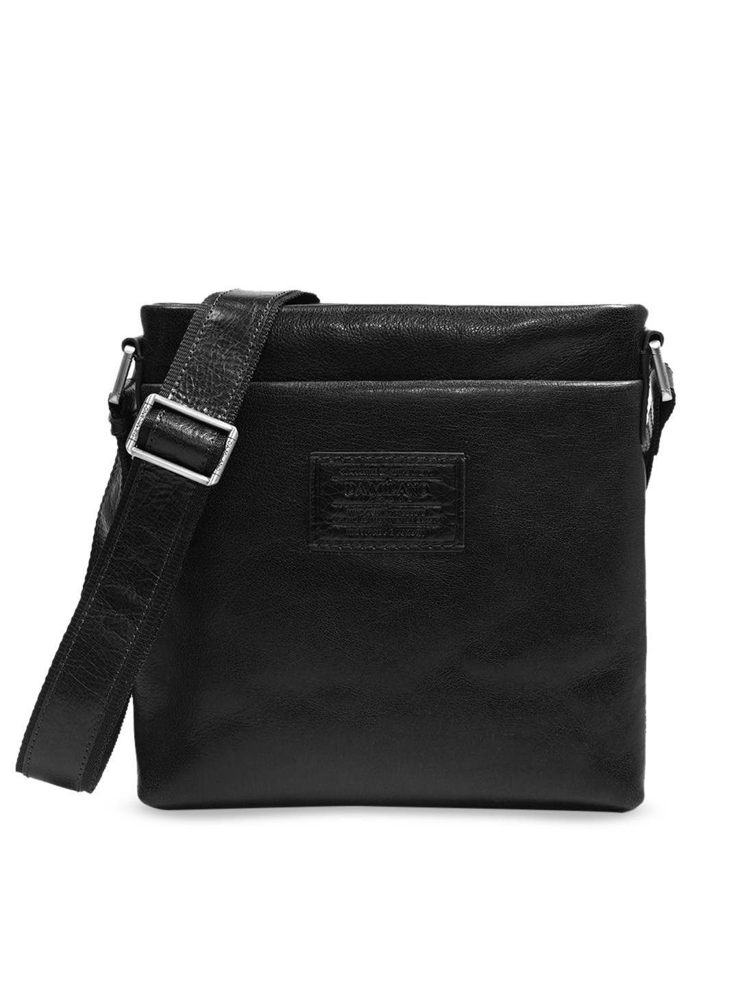Buy Da Milano Men Black Solid Leather Messenger Bag Messenger Bag for
