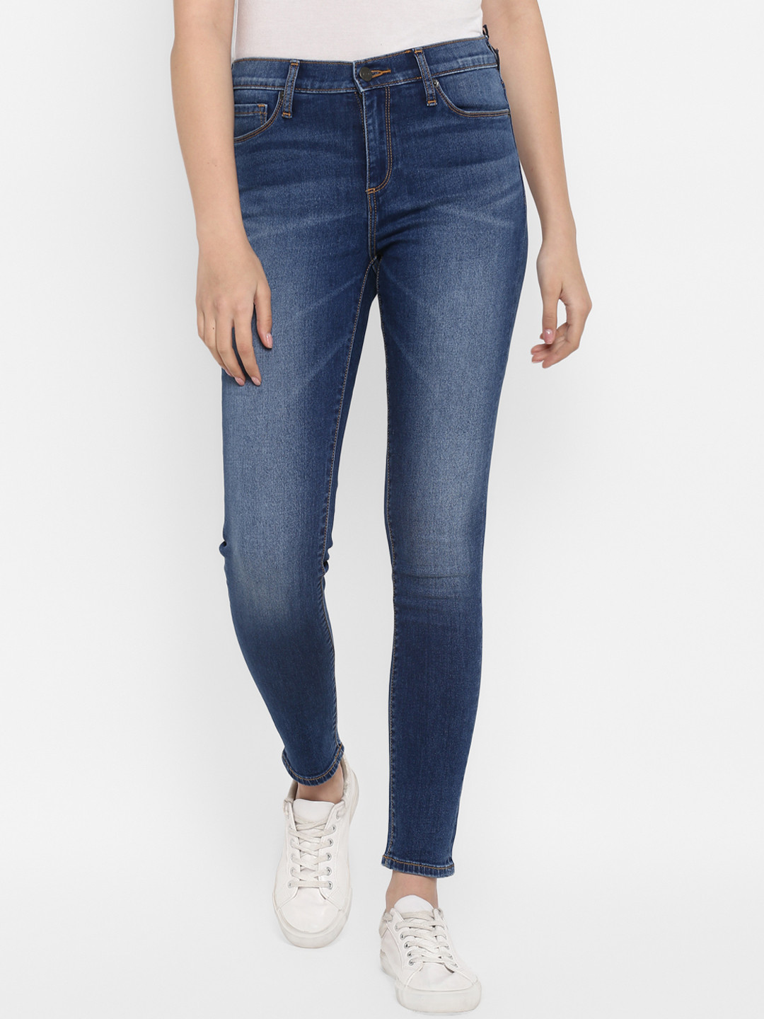 Buy Mode By Red Tape Women Blue Skinny Fit Mid Rise Clean Look Jeans - Jeans for Women 11611456 