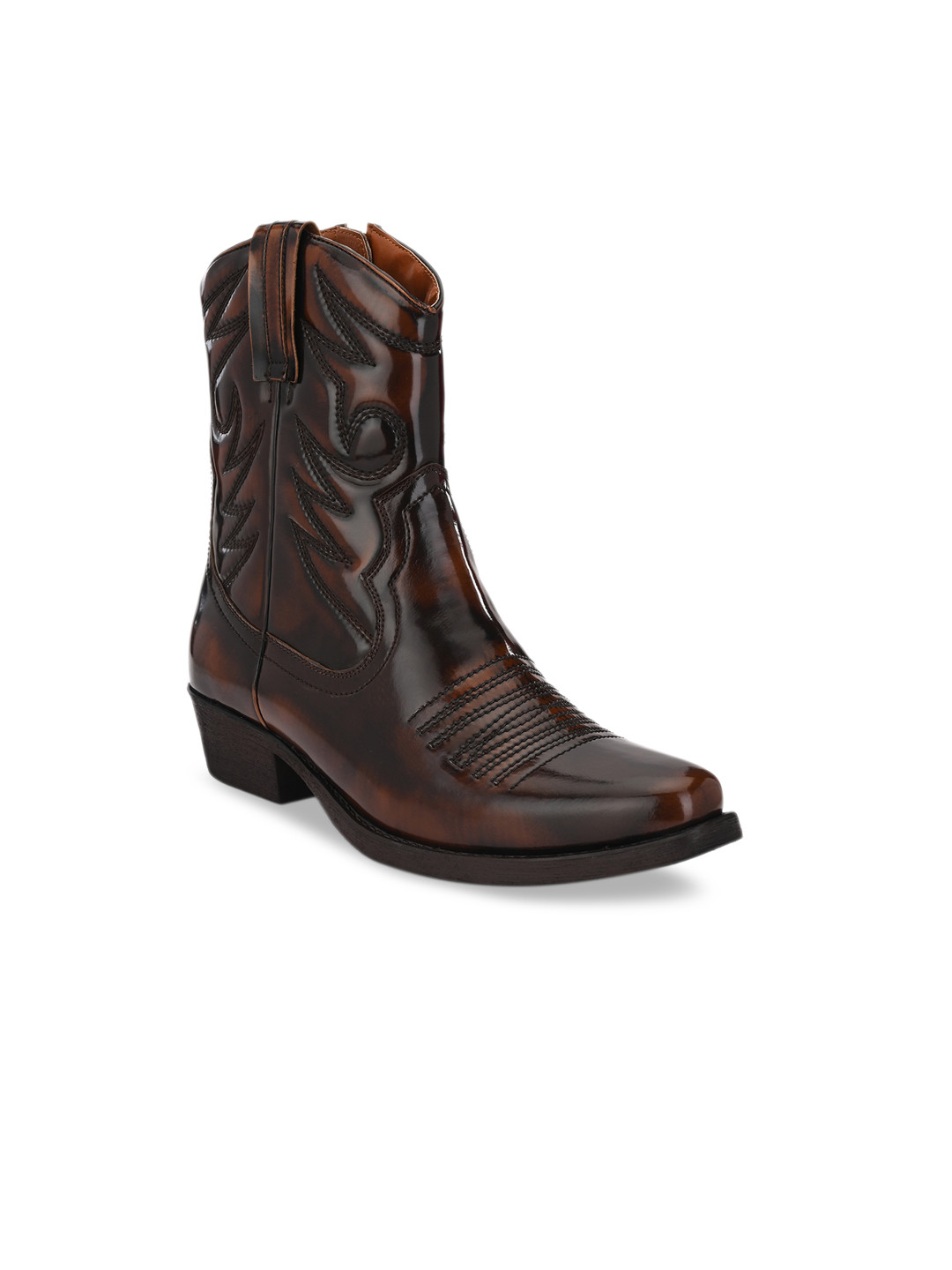 Buy Delize Men Brown Solid Synthetic Leather High Top Cowboy Boots