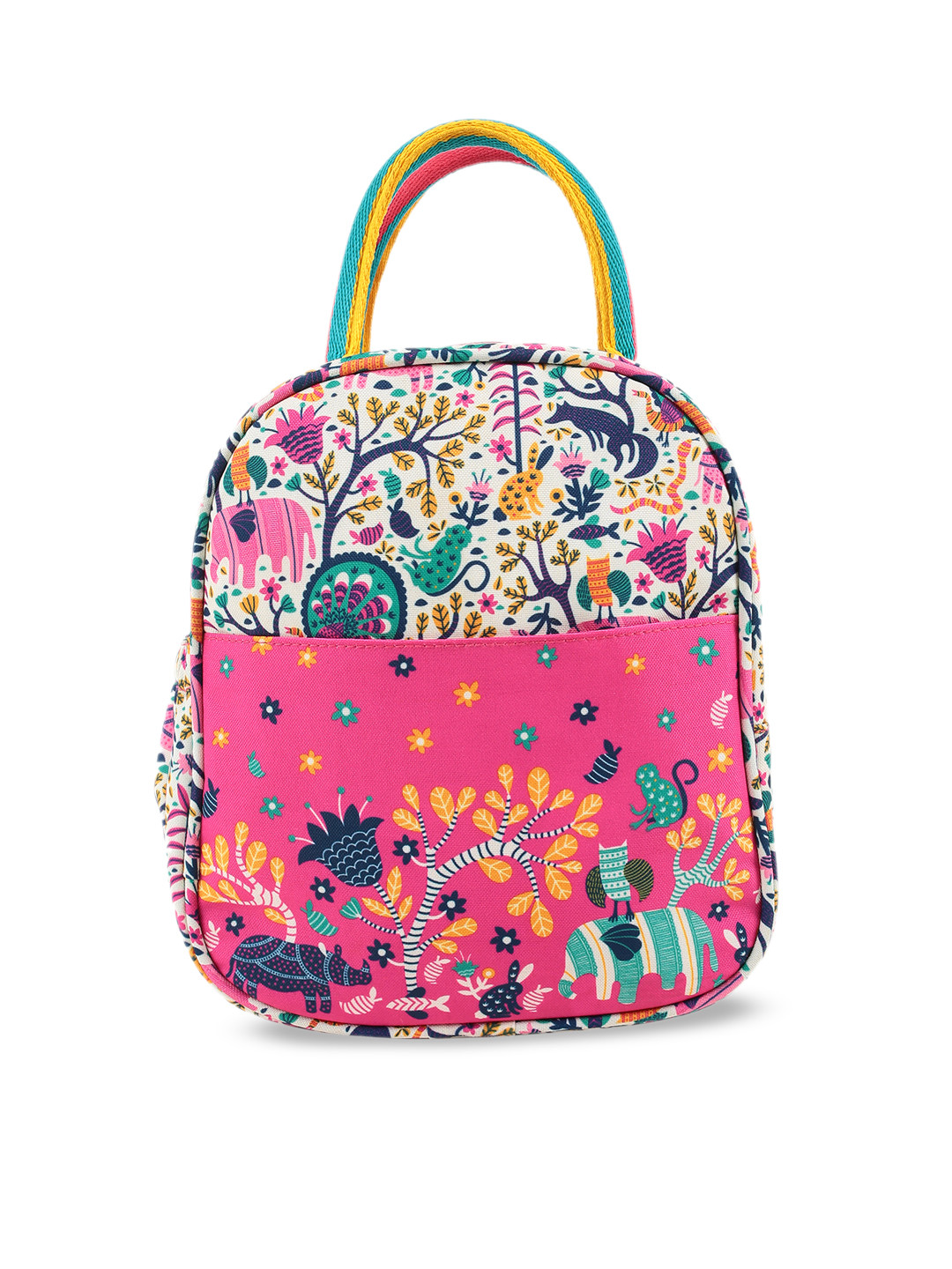 Buy Chumbak Pink & Off White Printed Lunch Bag Handbags for Unisex